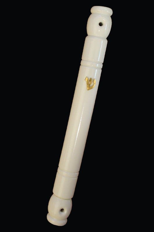 Gold on White Mezuza Case